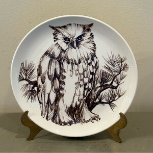 VTG 1970s Ceramic Owl Decorative Plate